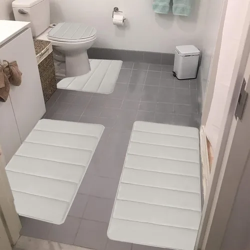 Bathroom Rugs for 3 Pieces, Memory Foam Bath Mat Set, Universal Toilet Mats, Soft Comfortable, Water Absorption, Non-Slip, Thick, Machine Washable,