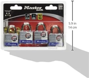 Vista 7 de Master Lock 3008D - Candado para exteriores con llave, paquete de 4 unidades, color plateado de 1-12 pulgadas