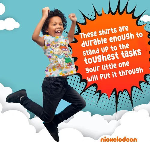 Vista 3 de Nickelodeon Spongebob or Rugrats 3 Pack Boy's Graphic Tees, Cute Short Sleeve T-Shirts for Boys Pack of 3