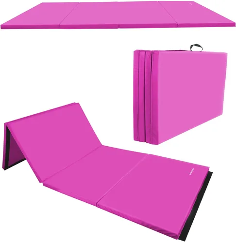 Vista 13 de BalanceFrom 6x4 Feet 4-Panel Folding Gymnastics Mat – 2-Inch Thick Pad with Vinyl Surface and Carrying Handles for Tumbling, Yoga, Pilates, Home