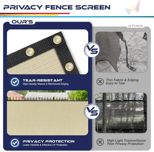 Vista 6 de Windscreen4less - Valla de privacidad resistente de 4 x 50 pies, color negro, ojales de latón 150 GSM, personalizable
