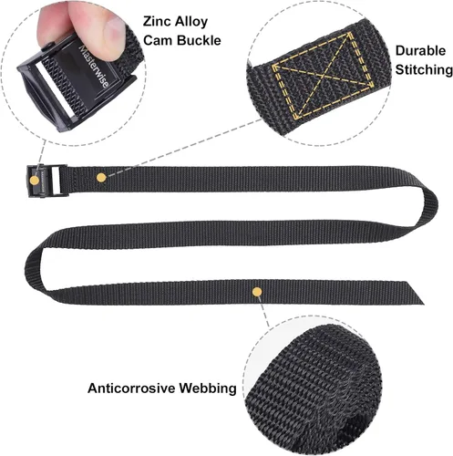 Vista 2 de Correa de amarre con hebillas de leva, correa de cincha con hebilla ajustable correas de amarre para asegurar (3 pies x 0.75 pulgadas)
