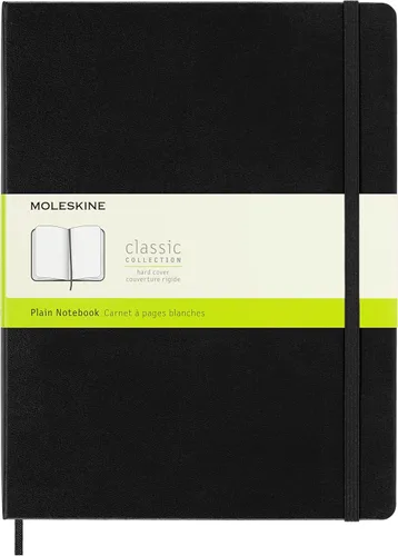 Moleskine - Cuaderno clásico con tapa dura, XL (7.5 x 9.5 pulgadas), liso/en blanco, negro, 192 páginas
