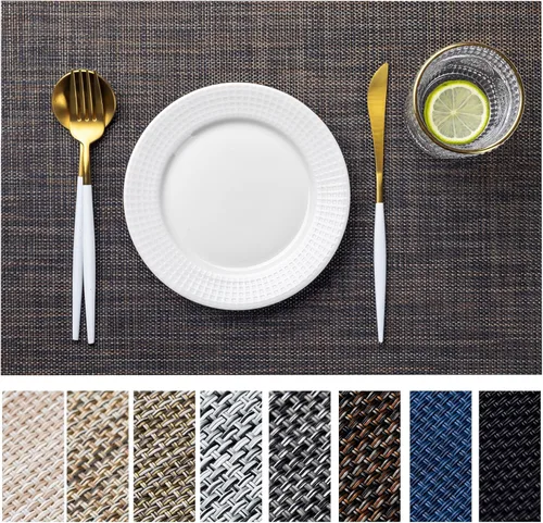 Vista 41 de LEXMORE PlaceMats - Juego de 12 manteles individuales tejidos de vinilo/plástico para mesa de cocina, interior/exterior, lavable, tapete lavable