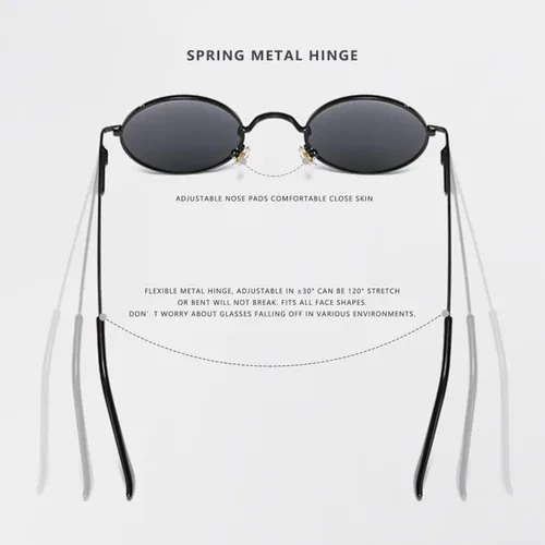 Vista 5 de LASPOR Gafas de sol polarizadas redondas para gafas hippie, marco de metal, lente de bloqueo UV 100%