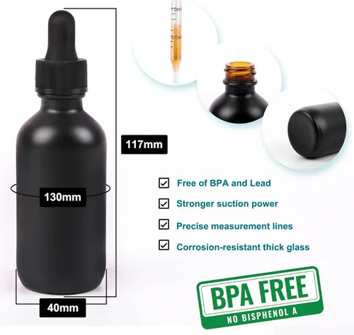 Vista 190 de NOOEEISS 4 piezas, botella con cuentagotas de 1 oz, botella de vidrio ámbar con cuentagotas, botellas de tintura con cuentagotas, acabado elegante