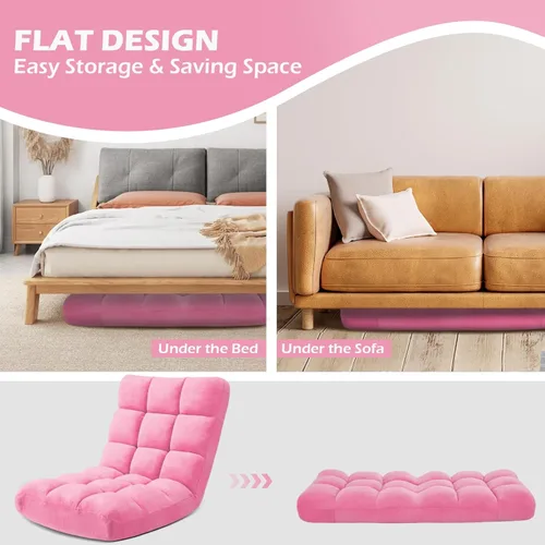 Vista 64 de Silla plegable para juegos de suelo de 14 posiciones, acolchada y ajustable, con algodón transpirable y terciopelo coral agradable a la piel