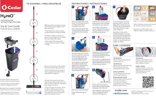 Vista 17 de O-Cedar H2prO Sistema de trapeador plano Herramienta de limpieza rápida Limpia con agua limpia Mopa de microfibra reutilizable y lavable a