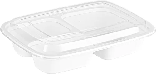 Vista 20 de Asporto - Cajas para llevar con compartimentos de 32 onzas, 50 recipientes para preparar comidas para microondas, 2 compartimentos, con tapas