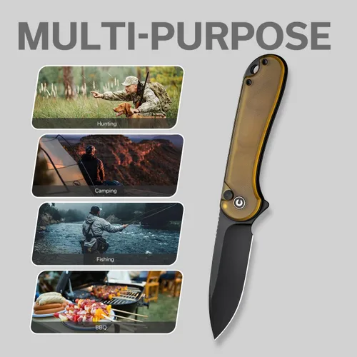 Vista 14 de CIVIVI Elementum II - Navaja de bolsillo plegable, hoja de acero Nitro-V de 2.96 pulgadas, mango G10, cuchillo utilitario con clip de bolsillo