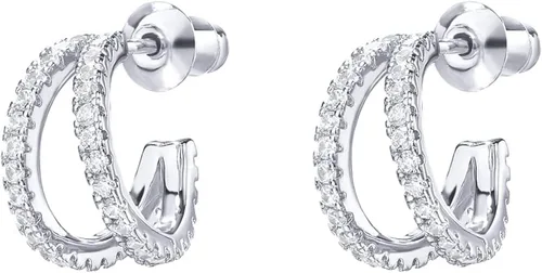 Vista 3 de PAVOI - Aretes de medio aro de plata de ley tipo Huggie chapados en oro rosa, blanco y amarillo de 14 quilates.
