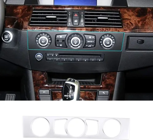 ABS Auto Interior Consola Central Aire Acondicionado Botón Decoración Marco Adhesivo Ajuste Para BMW E60 Serie 5 2004-2010 Accesorios Automóviles