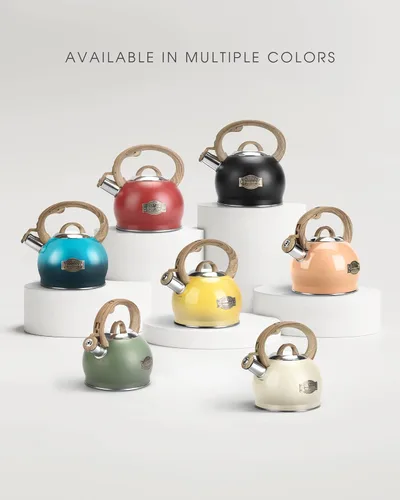 Vista 7 de Hauce Radio - Hervidor de Té para Estufa, Negro - Hervidores de Té de 2.1 Quart con Silbato Fuerte para Estufa, Acero Inoxidable de Grado