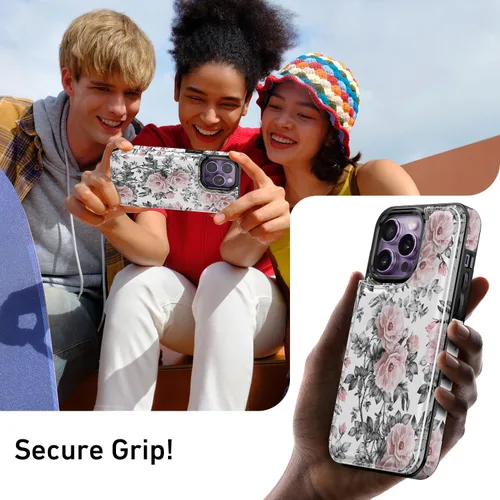 Vista 774 de LETO para iPhone 15 Pro Funda tipo cartera - Tapa tipo folio con patada - Diseños de moda - Tarjetero - Funda protectora para mujeres y niñas - 6.1