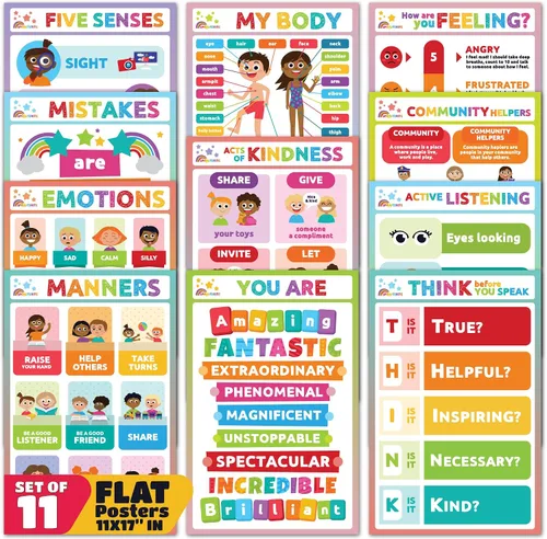 Vista 11 de Sproutbrite 9 Pack 11" x 17" Students Learning Bundle Educational Posters & Charts for Classroom - Builds Essential Learning Skills Through