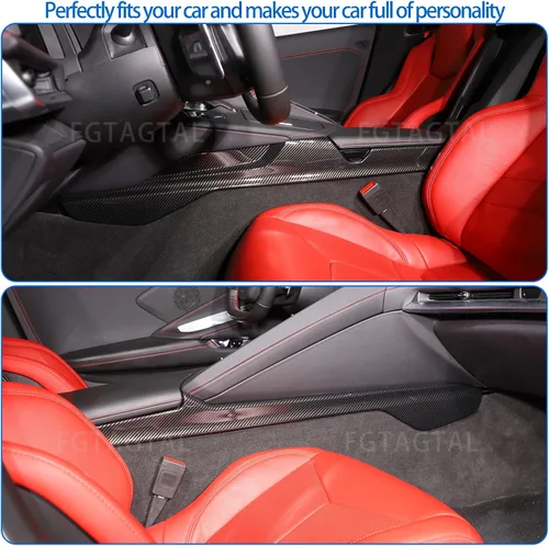 Vista 5 de Co-Pilot - Cubierta de panel lateral de caja de reposabrazos compatible con Chevrolet Corvette C8 2020-2025, moldura de panel lateral del conductor