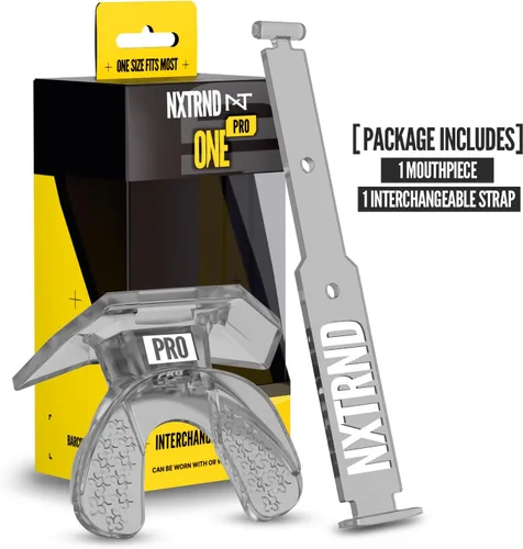 Vista 25 de Nxtrnd One Protector Bucal de Fútbol Americano, Correa Incluida, Se Adapta a Adultos y Jóvenes (Negro)