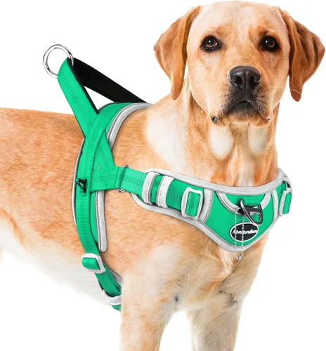 Vista 14 de ADVENTUREMORE Arnés deportivo para perros grandes, antitirones, arnés tipo halter reflectante transpirable chaleco a prueba de escapes con asa