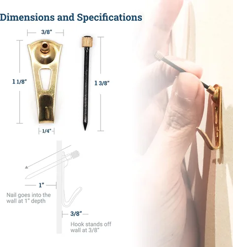 Vista 2 de PHS - Perchas profesionales de yeso para pared, paquete de 25 unidades, ganchos resistentes para paneles de yeso, accesorios para colgar marcos