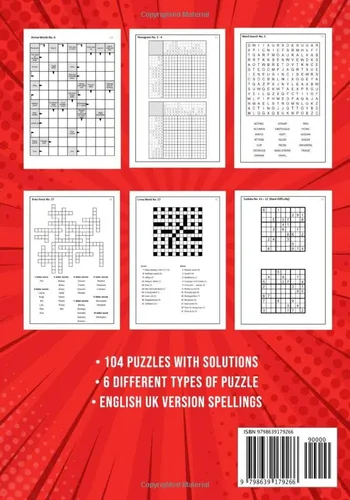 Vista 2 de Puzzle Book for Adults Mixed Arrowwords, Crossword, Kriss Kross, Wordsearch, Sudoku & Nonogram Variety Puzzlebook (UK Version)