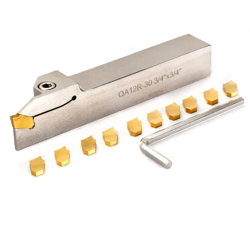 OSCARBIDE 3/4" torno indexable ranurado titular de separación resistente niquelado QA12R-30 herramienta de corte a mano derecha con 10 piezas