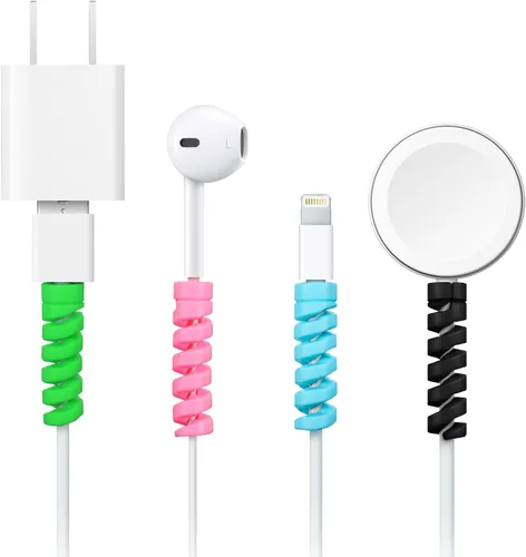 Vista 2 de Jetec 12 protectores de cable de carga en espiral de silicona para cables micro USB, protector de ratón, apto para teléfonos celulares, computadoras