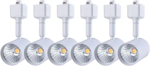 Vista 8 de mirrea Paquete de 6 cabezales de iluminación LED compatibles con un solo circuito tipo H, riel de iluminación de riel, foco de techo para tareas