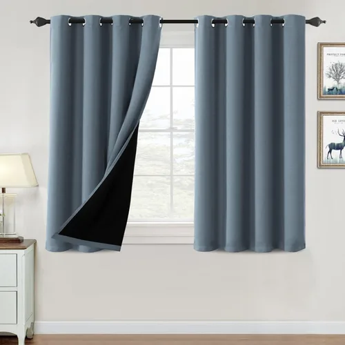 Vista 51 de H.VERSAILTEX Cortinas 100% de opacidad para dormitorio, con aislamiento térmico, cortinas opacas de 63 pulgadas de largo, cortinas de bloqueo