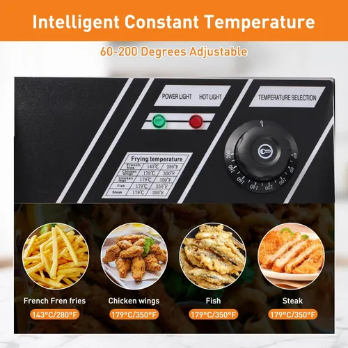 Vista 8 de Freidora eléctrica – Freidora eléctrica de gran capacidad de 6 litros con cesta desmontable, control de temperatura ajustable, freidora comercial