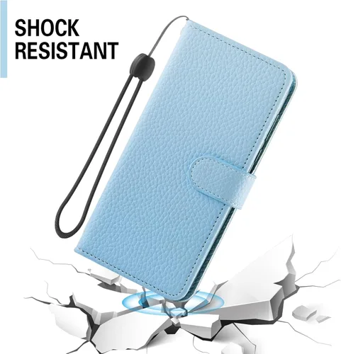 Vista 6 de Asuwish Funda de teléfono para Tracfone BLU View 3 B140DL con protector de pantalla de vidrio templado y patrón de lichi, tarjetero con ranura