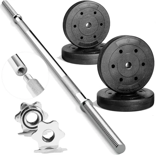 Vista 10 de Yes4All Standard Straight Barbell 60" & EZ Curl Bar 47", Capacity 200 to 480 LB, Weight Bar 1" to 2" Diameter - Star Lock Collars, Rubber Ring