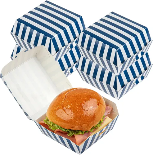 Vista 20 de Restaurantware Mini cajas de hamburguesas de 2.8 x 2.8 x 2 pulgadas, 100 recipientes de comida con tapa con bisagras, cajas desechables de papel