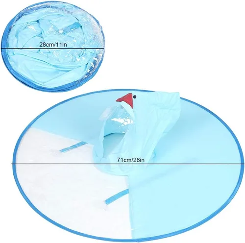 Vista 3 de Fydun S Foldable Raincoat Portable Reusable Hooded Waterproof Umbrella Hat Raincoat Light Blue Wide Range of Uses (Light Blue)