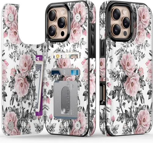 Vista 184 de LETO para iPhone 15 Pro Funda tipo cartera - Tapa tipo folio con patada - Diseños de moda - Tarjetero - Funda protectora para mujeres y niñas - 6.1