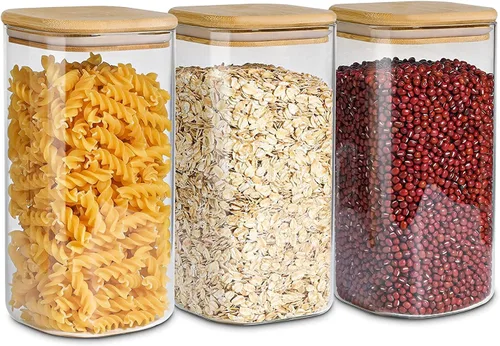 Vista 24 de ComSaf Recipientes de almacenamiento de alimentos con tapas herméticas, juego de 6, recipiente de vidrio transparente con tapa de sellado