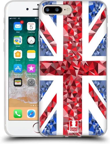 Vista 321 de Head Case Designs Blue Gingham Union Jack Collection - Funda de gel suave compatible con Apple iPhone 7 Plus/iPhone 8 Plus
