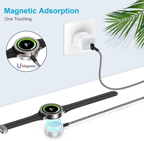 Vista 2 de Cargador inalámbrico para Samsung Watch para Galaxy 8/8 Classic/7/6/6 Classic/5/5 Pro/4/4 Classic/3/Active Ultra/FE Watch, cable de carga USB