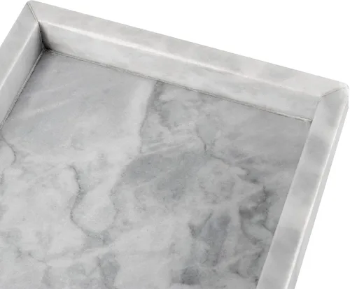 Vista 3 de JEUIHAU Bandeja de mármol de 9.8 x 5.9 x 1.2 pulgadas, bandeja de piedra de mármol natural antideslizante, bandeja rectangular decorativa