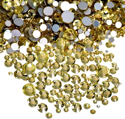 Vista 32 de AD Beads - 1440 piezas de cristales de imitación de calidad con pegamento de tamaños mixtos, parte posterior plana, redonda, gemas de cristal