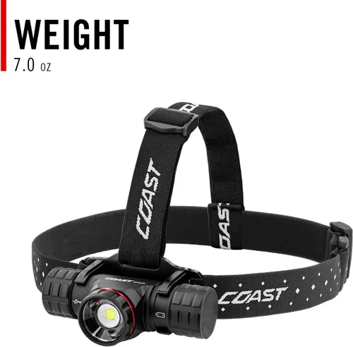 Vista 12 de Coast® XPH34R 2075 lúmenes USB-C recargable de doble potencia con linterna frontal LED PURE Beam® Twist Focus™ y base magnética