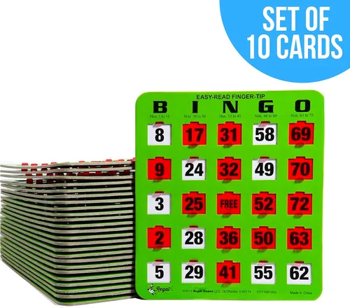 Vista 3 de Regal Bingo - Tarjetas de Bingo con Ventanas Deslizantes Solamente - 8" x 9" - Cartulina Verde de 5 Capas - Fácil de Leer - Sin Duplicados
