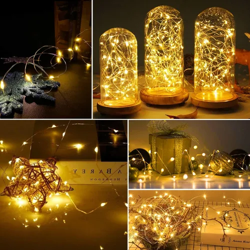 Vista 7 de AIKEI Paquete de 12 luces LED de hadas que funcionan con pilas, guirnaldas de luces impermeables de 7 pies, 20 luces LED de luciérnagas estrelladas