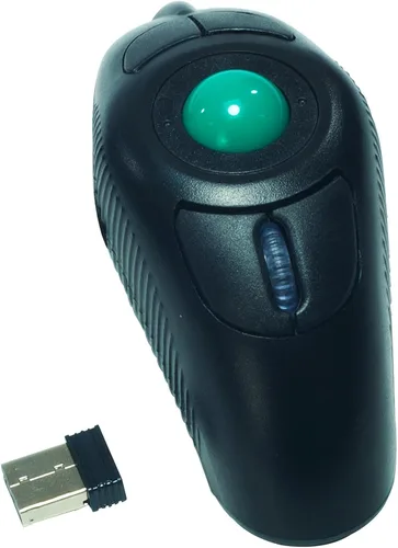 Vista 4 de YUMQUA Mouse de mano para dedos, mouse de trackball inalámbrico, 2.4 GHz USB inalámbrico con bola rodante, ratones de aire de mano, ratones