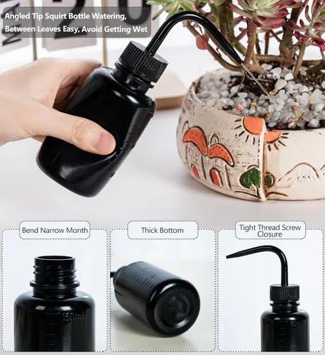 Vista 5 de Melphoe Exprimidor de botellas de lavado de tatuajes, 2 botellas de agua de 5.1 fl oz para riego de suculentas, herramientas de riego de enjuague