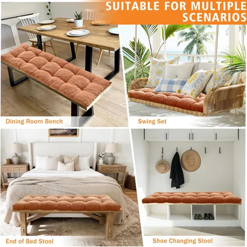 Vista 2 de Cojines de banco largos personalizados, cojín decorativo para sillas de jardín, ventana de bahía, sofá, interior, espuma viscoelástica suave