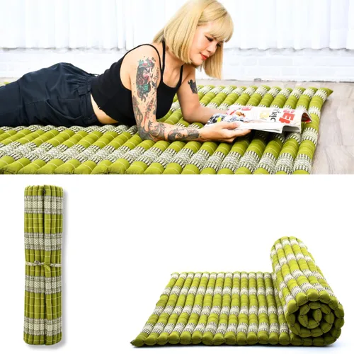 Vista 33 de Leewadee - Colchón de suelo plegable - Futón japonés enrollable -Alfombra de tatami triple pliegue - Cama de piso para invitados - Colchón