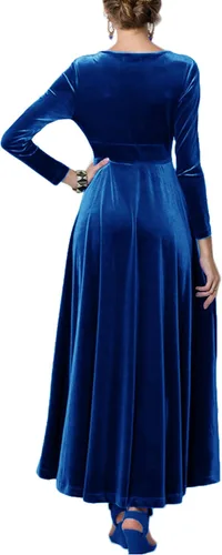 Vista 4 de Urban CoCo - Vestido largo y elástico de terciopelo con cuello en V para mujer