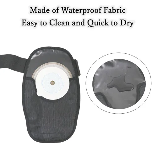 Vista 6 de Fundas para bolsas de ostomía, fundas impermeables para bolsas de colostomía con banda elástica de fijación ajustable, funda universal para estoma