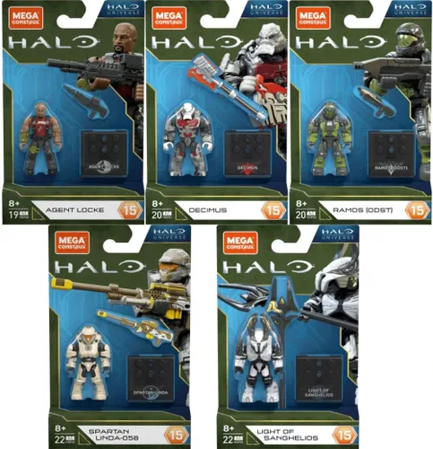 Mega Construx Halo Heroes Series 15 Juego completo de 5 figuras de acción para construir