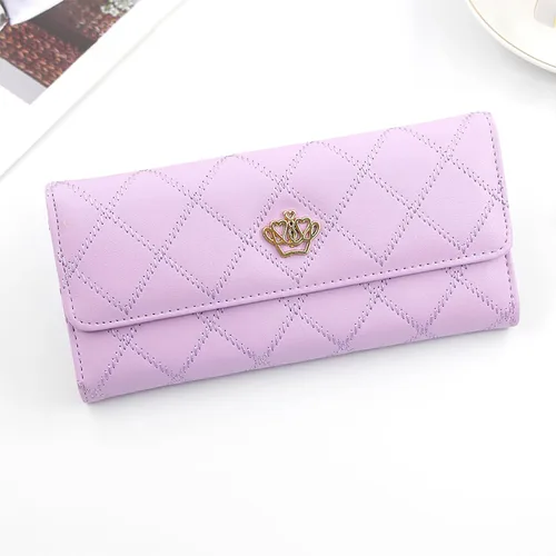 Vista 3 de Cartera larga de cuero con tres pliegues para mujer, con cremallera, hebilla elegante, cartera de mano para mujer, color negro